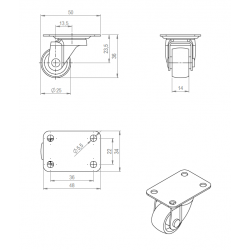 Kolečko Ø 25 mm, otočné