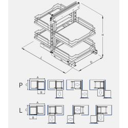 Rohový koš Magic Corner komfort Supreme (P/L), lesklý chrom