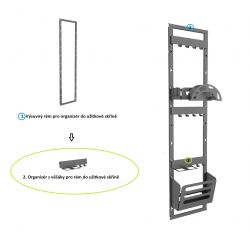 Organizér s věšáky pro rám do užitkové skříně, antracit