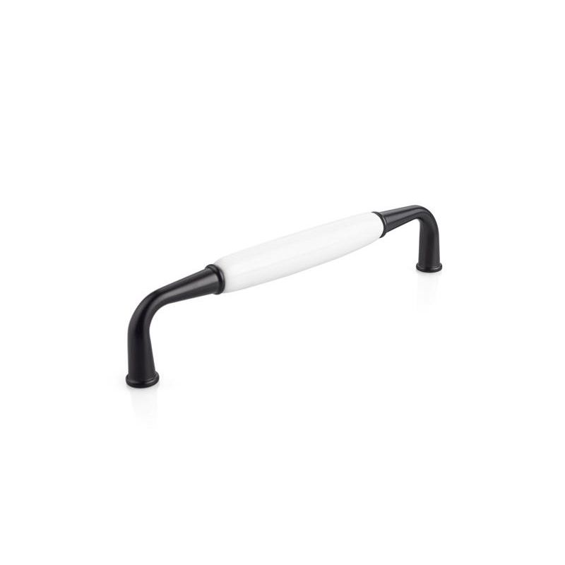 porcelánová úchytka Nala, černá matná/ bílá lesklá