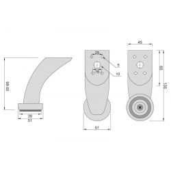 Nábytková nožička DN-712, lesklý chrom