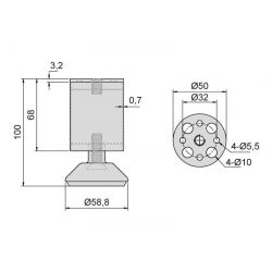 Nábytková nožička DN-790, nerez
