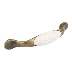 porcelánová úchytka Gipa, starozlatá/ popraskaný porcelán