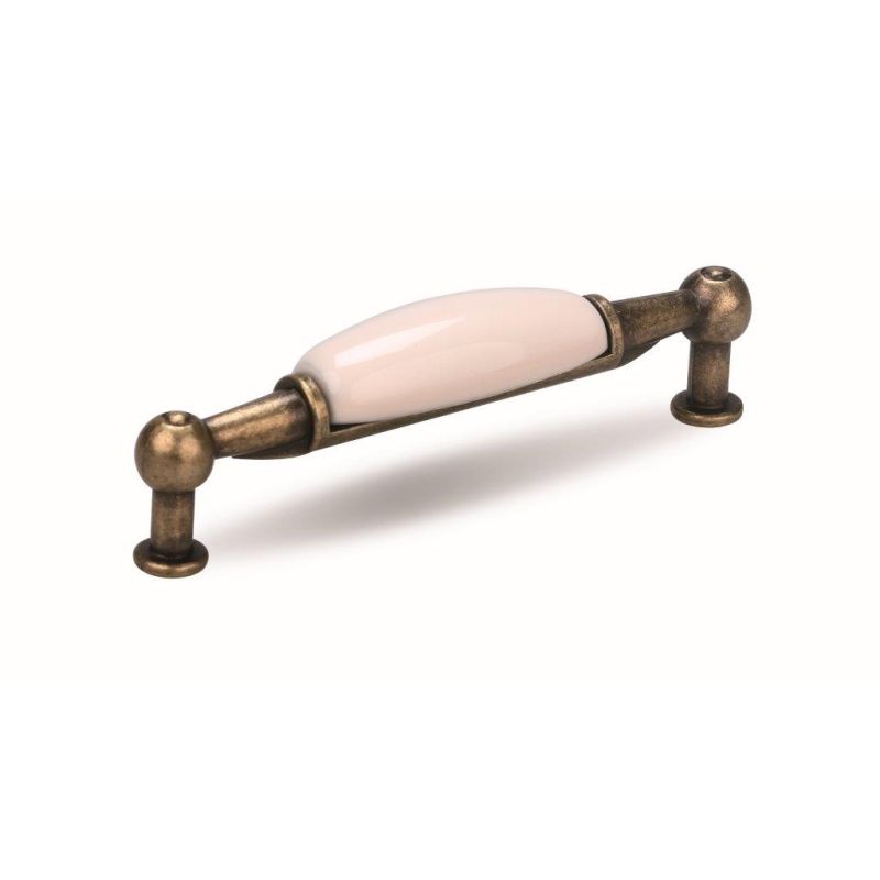 úchytka Sara, starozlatá/ porcelán bílý