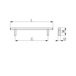 Relingová úchytka Hrazda, lesklý chrom, Ø 12mm