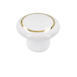 knopek Lunch SP1, porcelán bílý/ zlatý proužek SPPD1