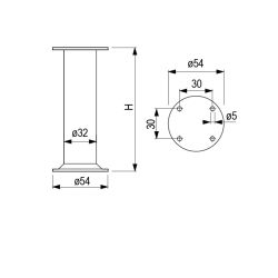 Nábytková nožička FA007, matný chrom/ lesklý chrom