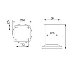Nábytková nožička FS001, Ø50 mm, bílá lesklá