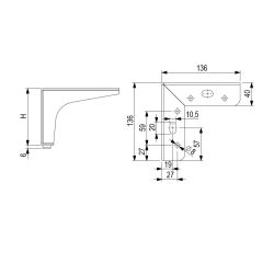 Nábytková nožička FS003, imitace nerez