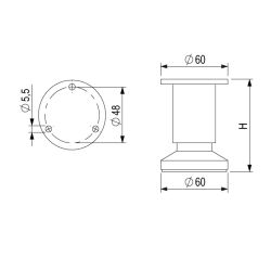 Nábytková nožička FA 005, broušený hliník