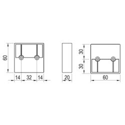 Nábytková nožička FP004, 60x60x20 mm, černá matná