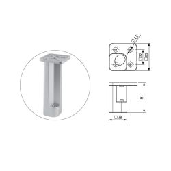 Nábytková nožička FP005, 38x38 mm, šedá RAL 9006