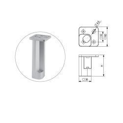 Nábytková nožička FP005, 38x38 mm, lesklý chrom