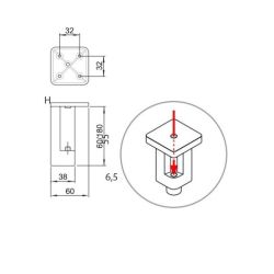 Nábytková nožička FP005, 38x38 mm, černá matná