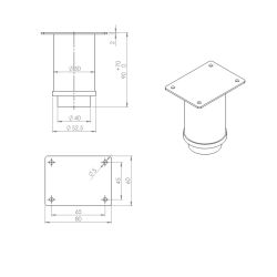Nábytková nožička FS012, ø 50 mm, lesklý chrom