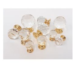 krystalový knopek Fulgor, průměr 40 mm, zlatá lesklá