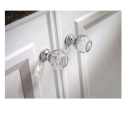 krystalový knopek Fulgor, průměr 40 mm, lesklý chrom