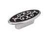 knopek Riccia ovál, černá/ lesklý chrom