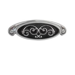 úchytka mušle Riccia, černá/ lesklý chrom