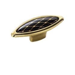 knopek Cosmopolitan, černo-zlaté kosočtverce, starozlatá