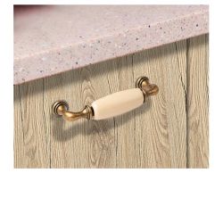 keramická úchytka Decora, staromosaz