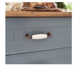 keramická úchytka Decora, staromosaz