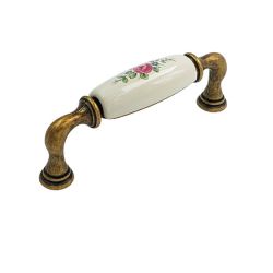 keramická úchytka Decora, růže, staromosaz