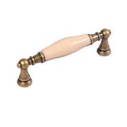 keramická úchytka Flora, staromosaz