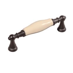 keramická úchytka Flora, tmavě hnědá