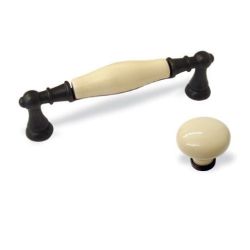 keramická úchytka Flora, tmavě hnědá