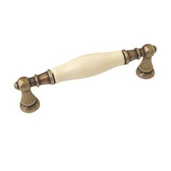 keramická úchytka Flora, staromosaz