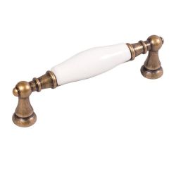 keramická úchytka Flora, staromosaz