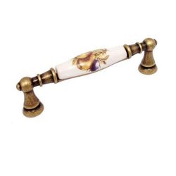 keramická úchytka Flora, ovoce, staromosaz