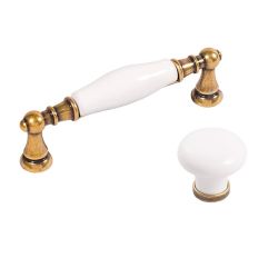 keramická úchytka Flora, starozlatá