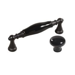 keramická úchytka Flora, černá matná