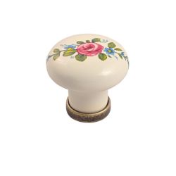 keramický knopek Marco, růže, staromosaz