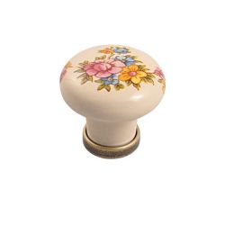 keramický knopek Marco, kytice, staromosaz