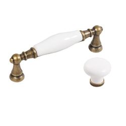 keramický knopek Marco, průměr 25 mm, staromosaz