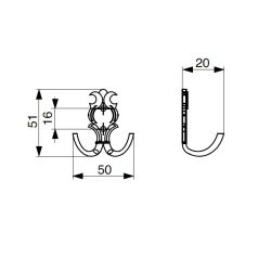věšák Genove menší XV41, staromosaz