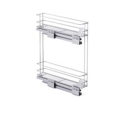 Výsuvný dvoupoličkový koš boční Cargo PRO, levý, stříbrný