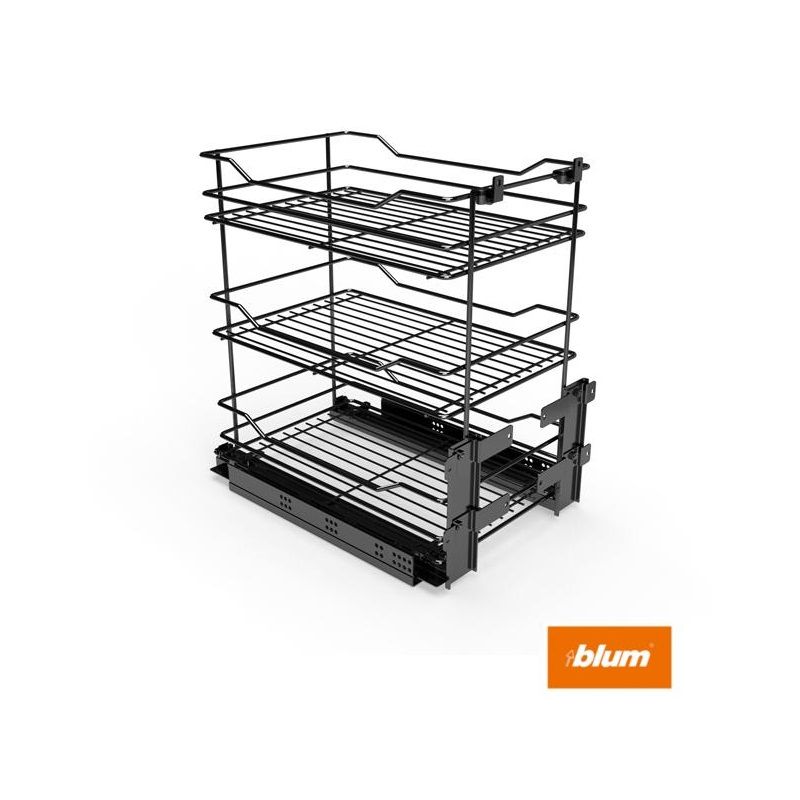 Výsuvný třípoličkový koš spodní Cargo Prestige, antracitový