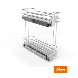 Výsuvný dvoupoličkový koš boční Cargo Prestige, levý, stříbrný