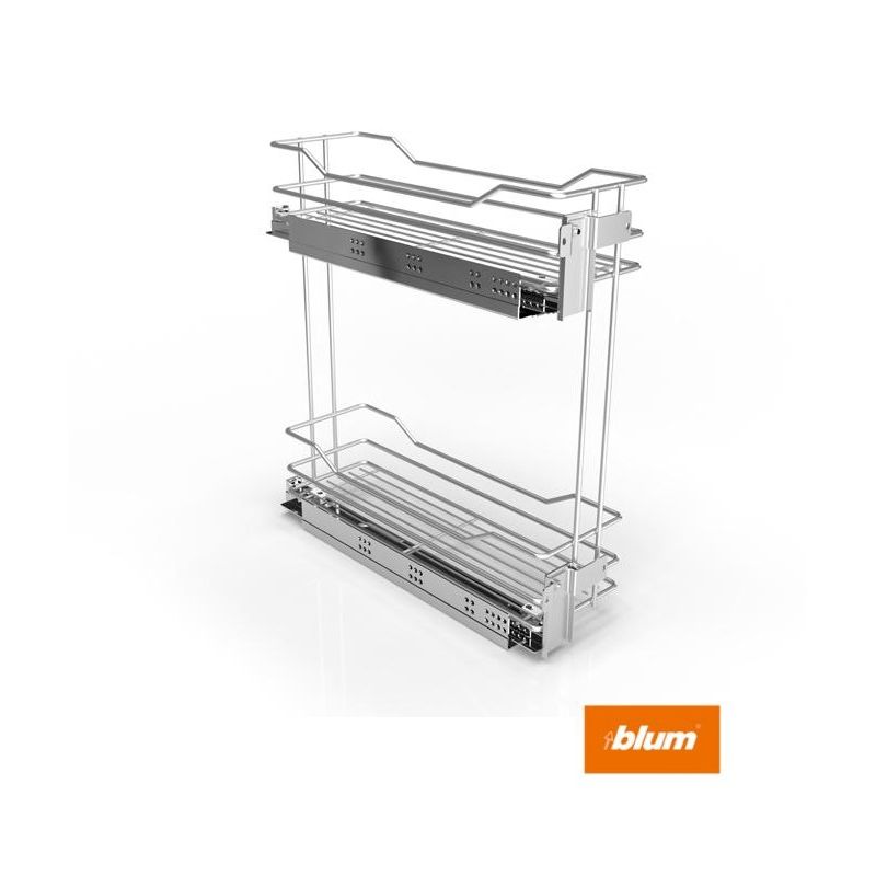 Výsuvný dvoupoličkový koš boční Cargo Prestige, levý, stříbrný