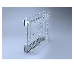 Výsuvný třípoličkový koš boční Cargo Prestige, pravý, stříbrný