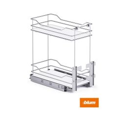 Výsuvný dvoupoličkový koš spodní Cargo Prestige plné dno, stříbrný