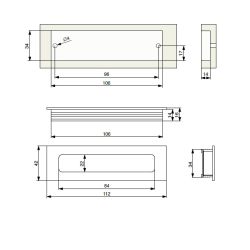 zápustná úchytka Tela XZ01, imitace nerez