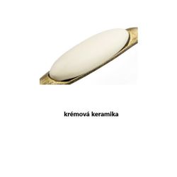 porcelánová úchytka Memories, starozlatá/ modrý kvítek