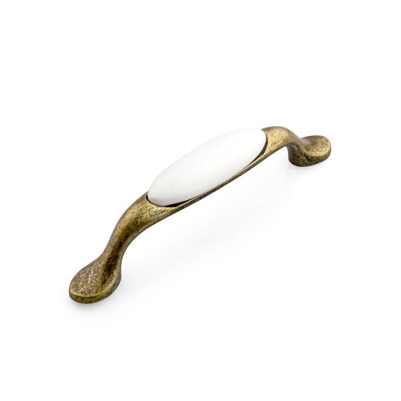 porcelánová úchytka Memories, starozlatá/ hladký porcelán