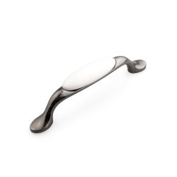 porcelánová úchytka Memories, starostříbro/ hladký porcelán