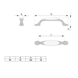 porcelánová úchytka Memories, starozlatá/ zlatý motiv